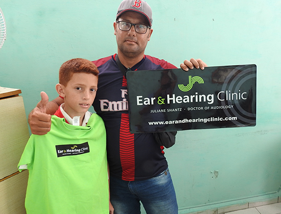 Parent and child at Ear and Hearing Clinic