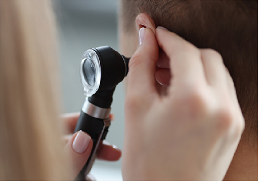 Hearing test looking inside the ear